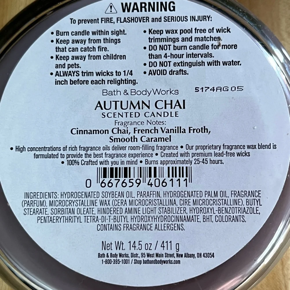 Bath & Body Works Autumn Chai 3-Wick Candle